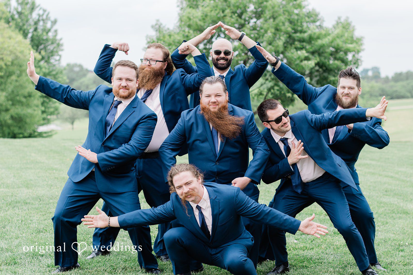 Fun portrait of the groom and his groomsmen