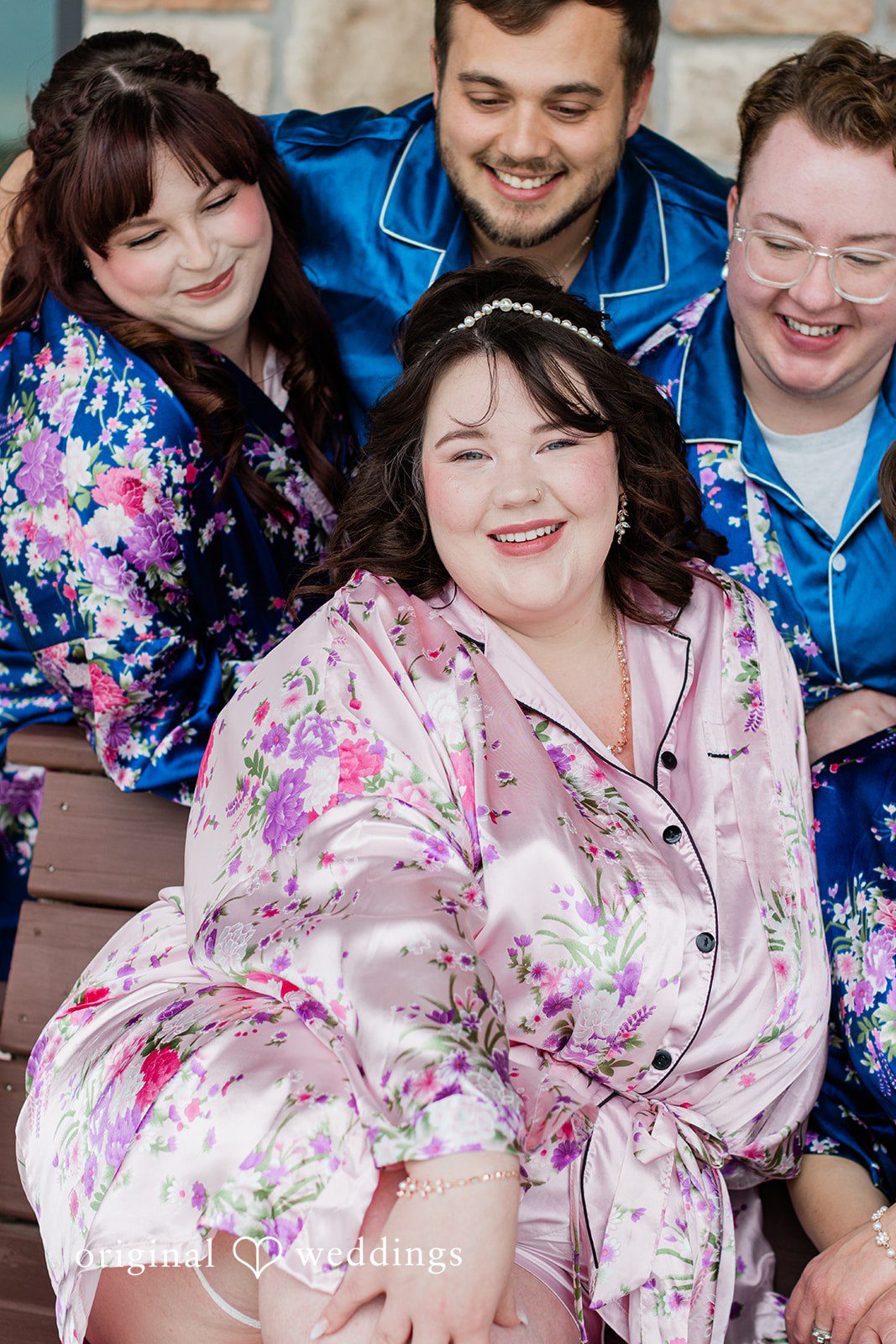 A stunning portrait of the bride and her bridesmaids