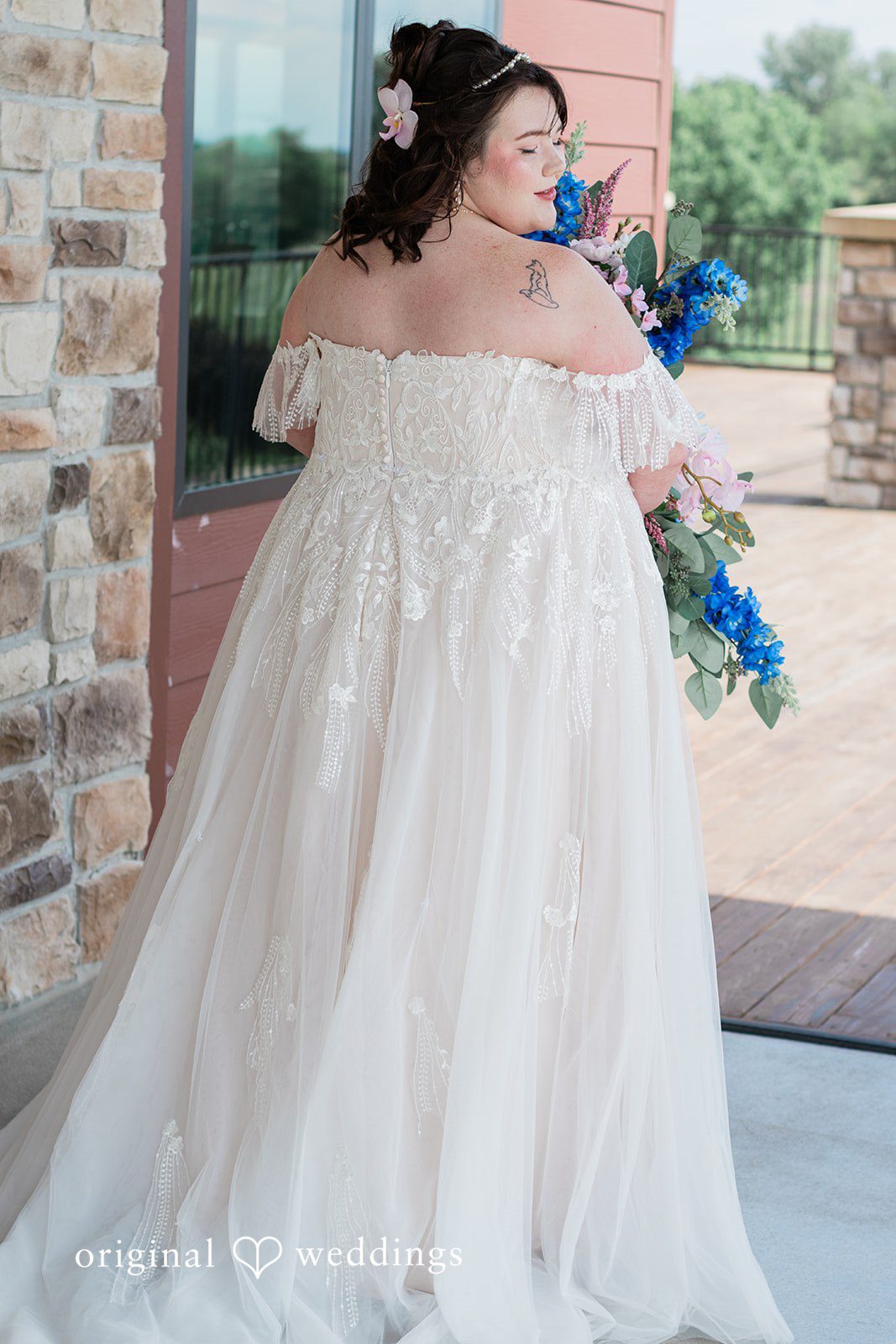 A back view portrait of the bride