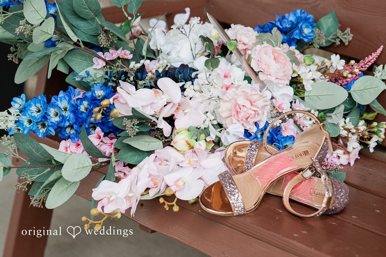 Huge flower and wedding shoes