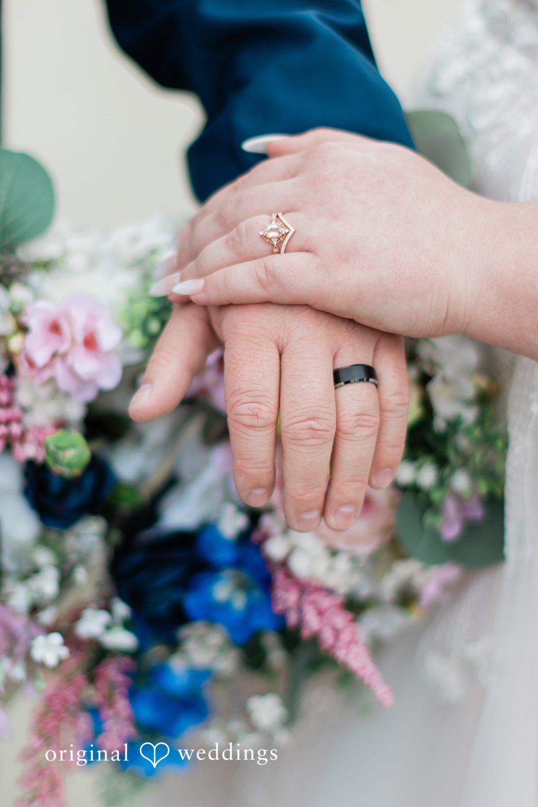 A close-up shot of the couple