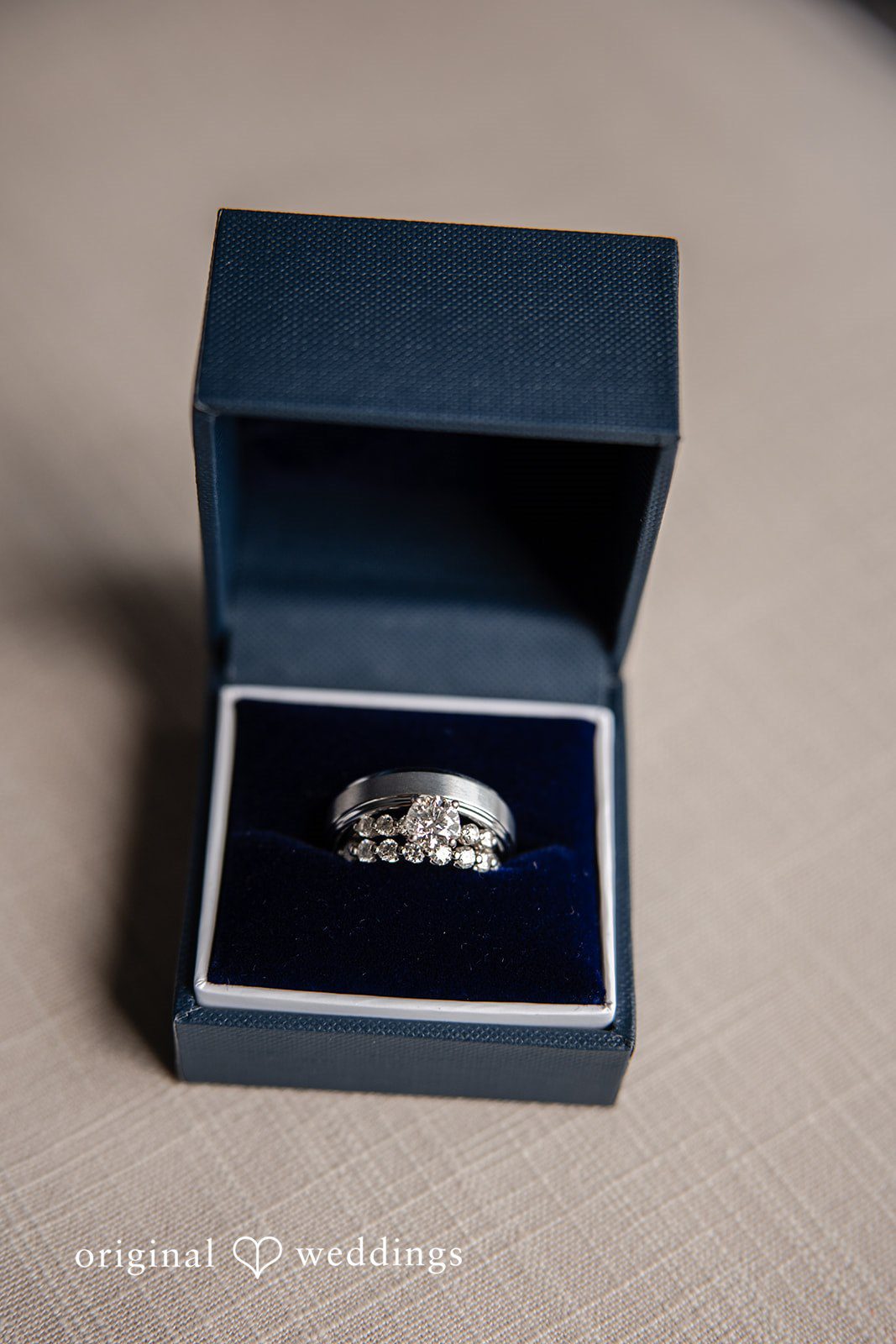 Wedding rings arranged for an elegant detail photograph