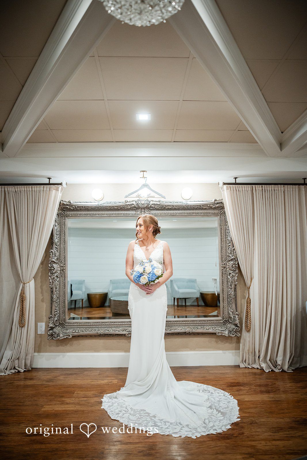 Bride holding her bouquet in a portrait by Boston Wedding Photographers