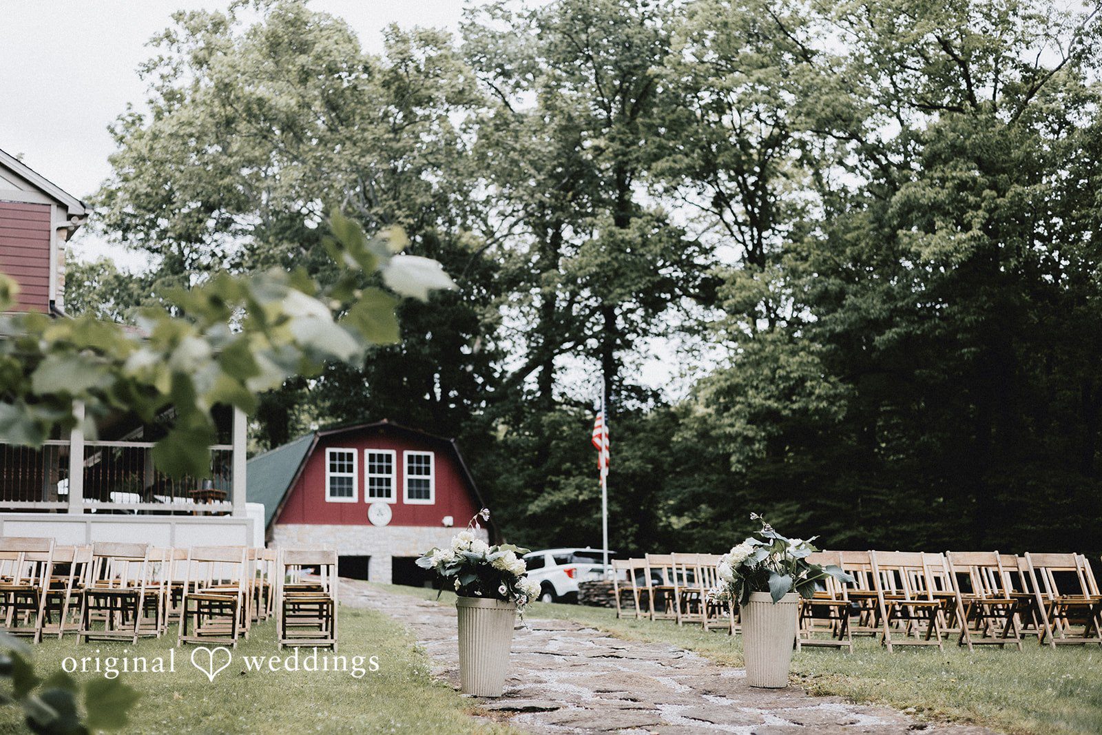 wedding ceremony setup in the backyard
