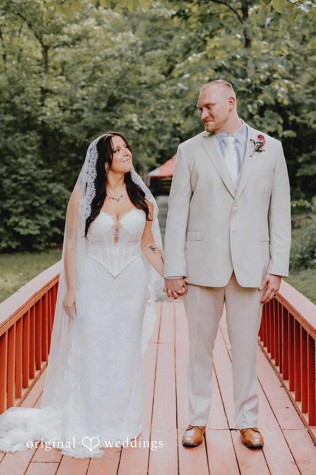 Bride and groom posing for wedding photography
