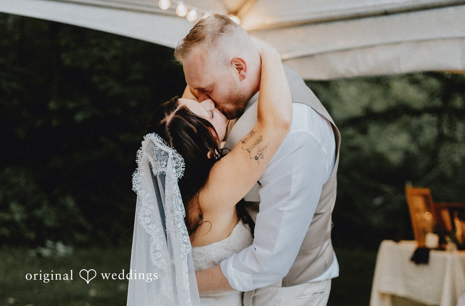 Bride and groom sharing their first dance