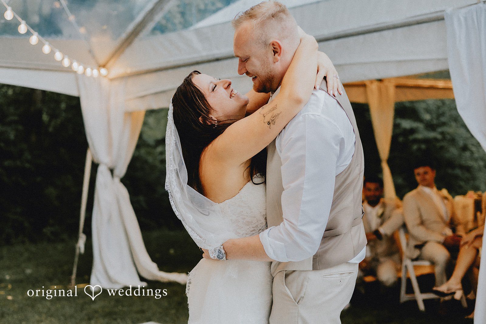 Bride and groom sharing their first dance