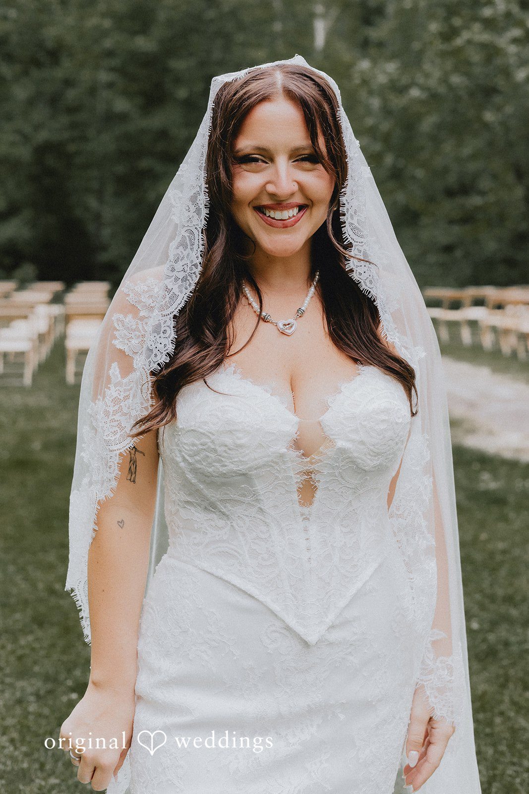 Stunning portrait of bride in her wedding gown