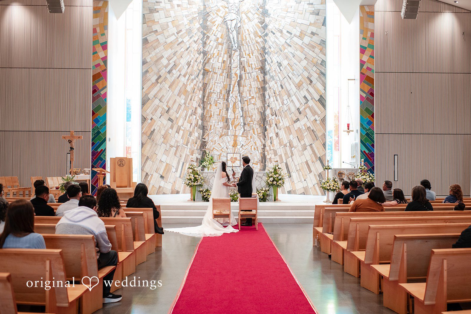 Paulina + Steve Bride and groom standing together during the ceremony celebration