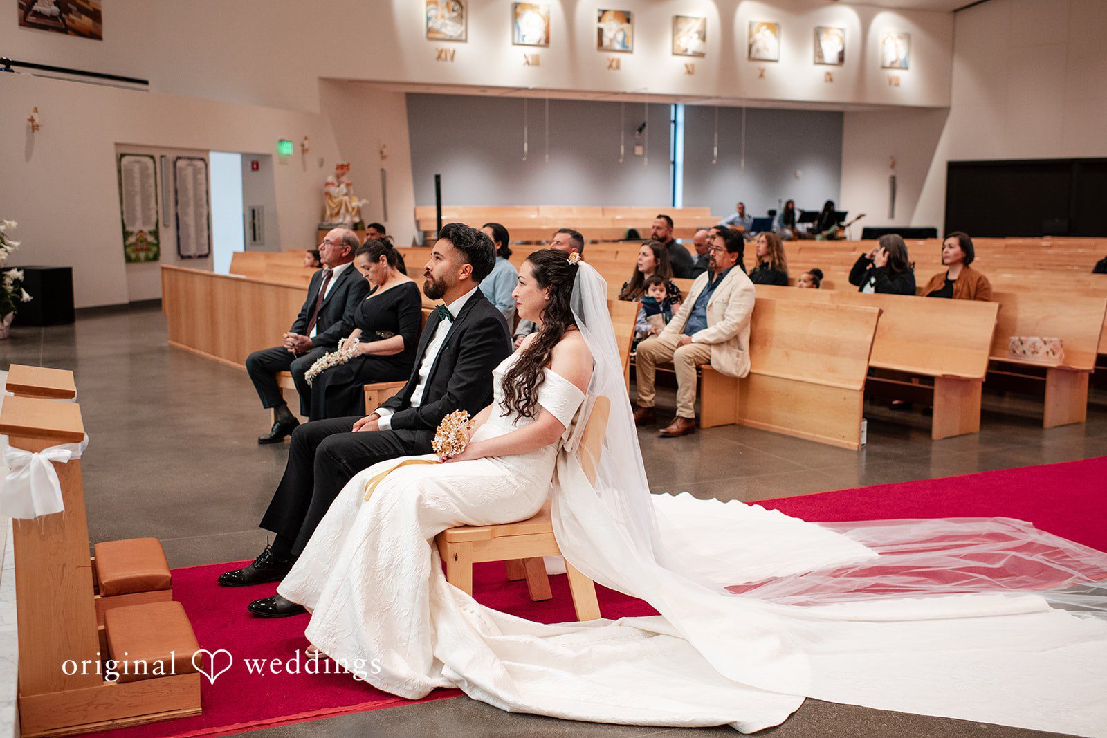 Paulina + Steve Side view of the couple during the wedding ceremony