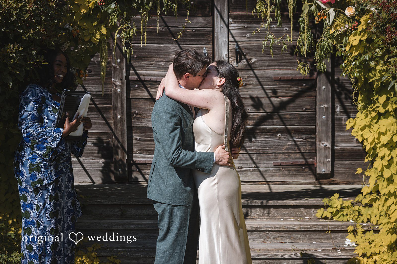 Benjamin + Amber Romantic first kiss moment of the couple during ceremony