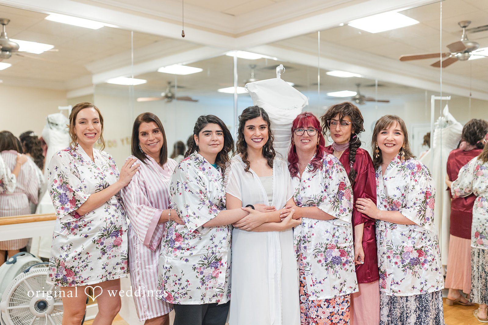 The bride and her bridesmaids