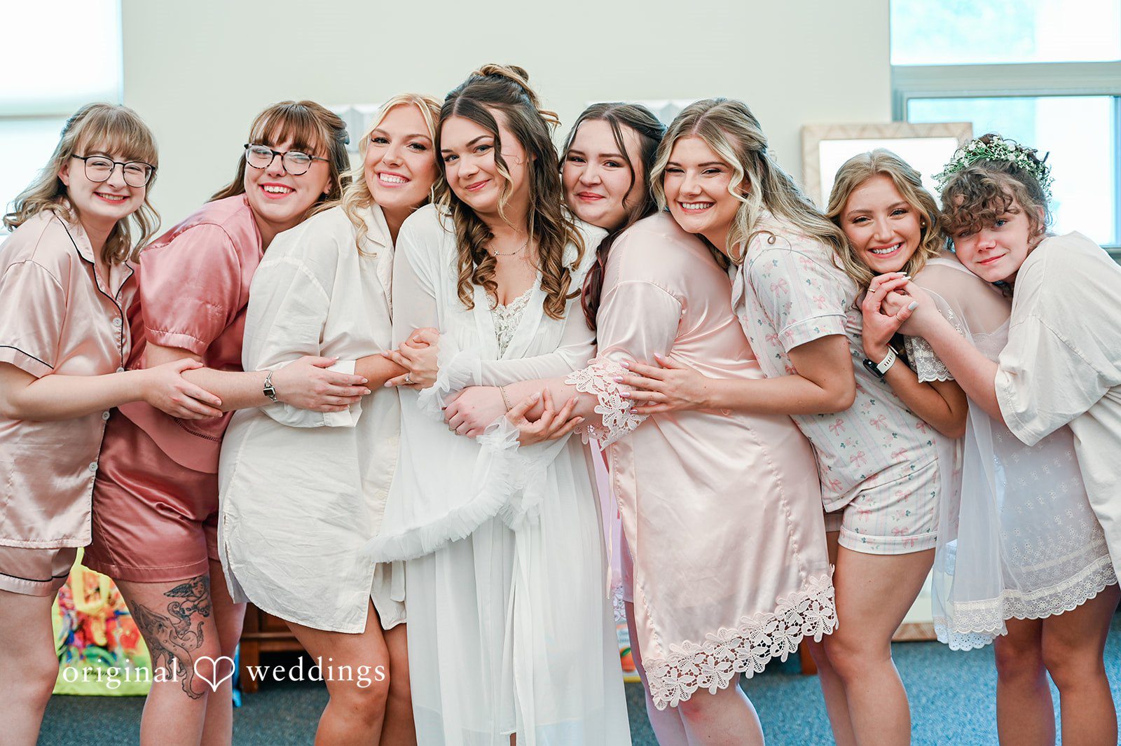 Bride spending time with friends before getting ready