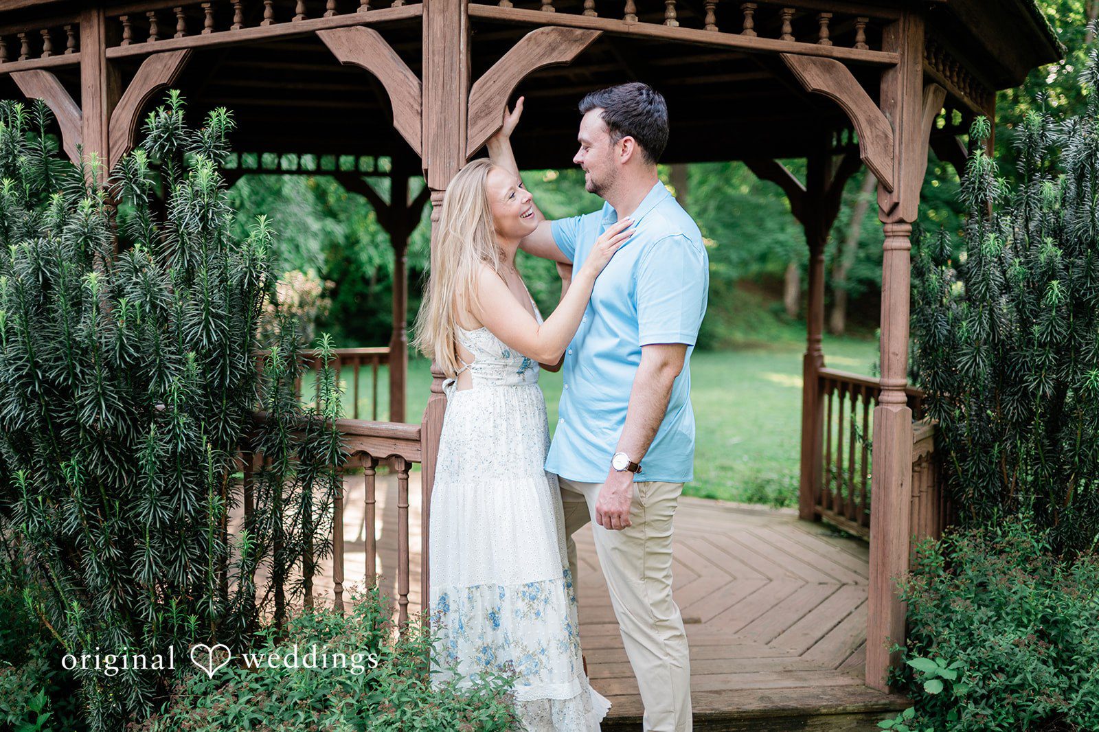 Justine + Danny Romantic moment by the gazebo