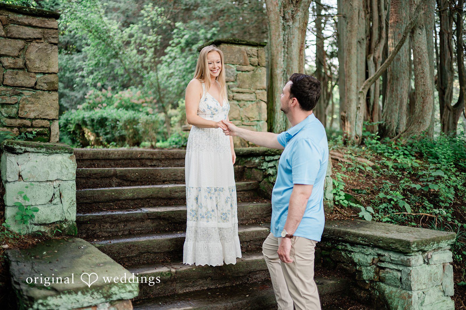 Justine + Danny The couple by the rocky stairs