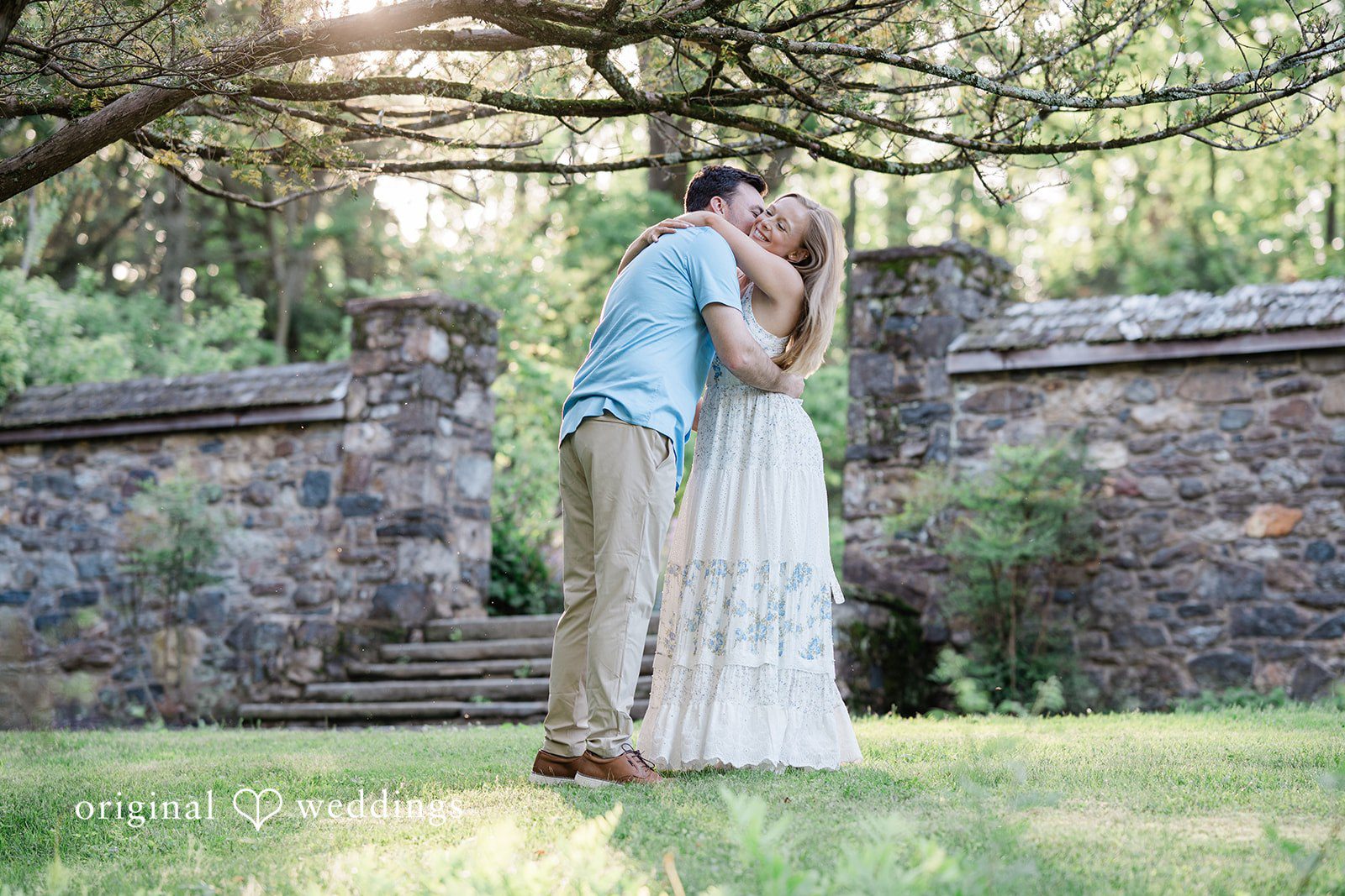 Justine + Danny The couple shares a romantic hug
