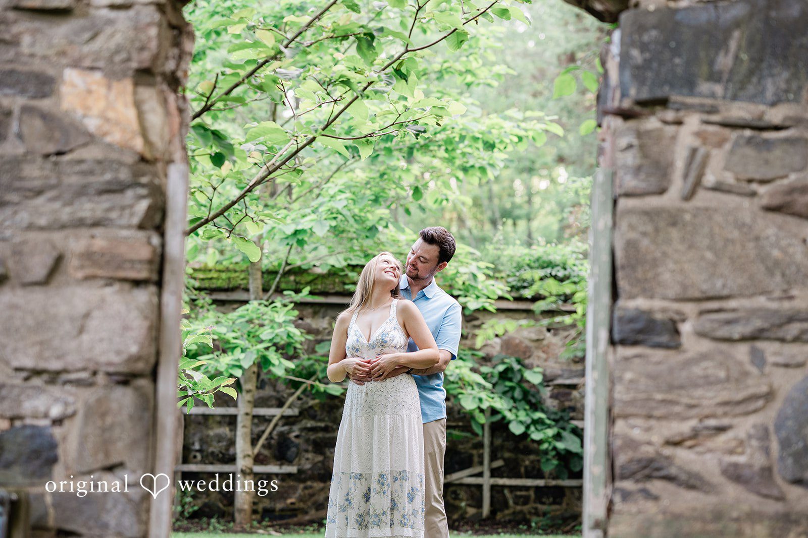 Justine + Danny Stylish portrait by the garden path