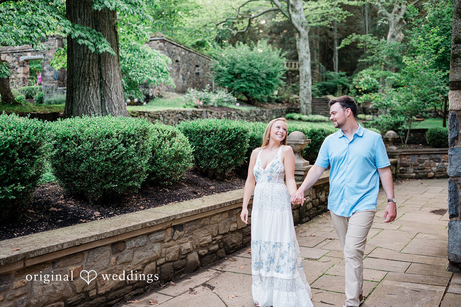 Justine + Danny The couple takes a walk through the park
