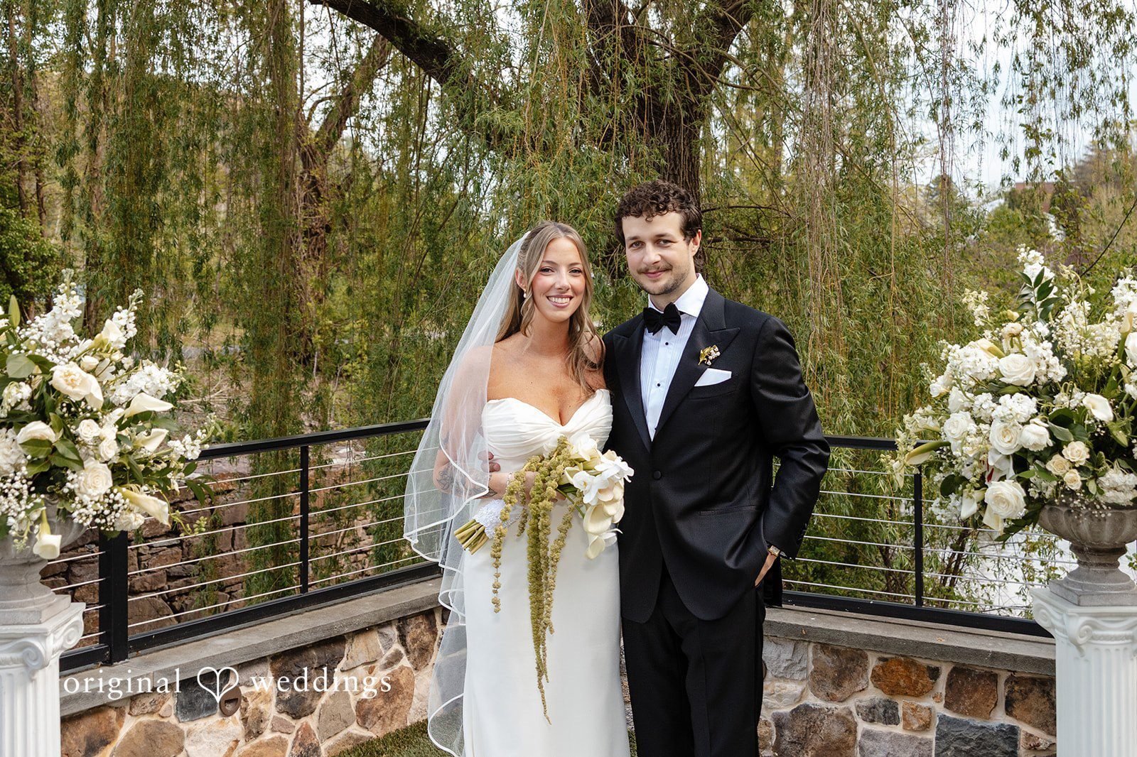 Original Weddings couple portrait captured by Philadelphia Wedding Photographers at River House at Odette's during a romantic wedding