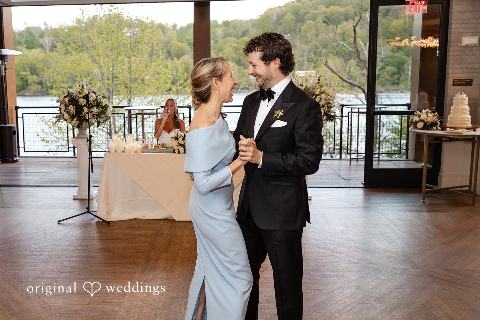Groom dancing with his mother during the wedding reception