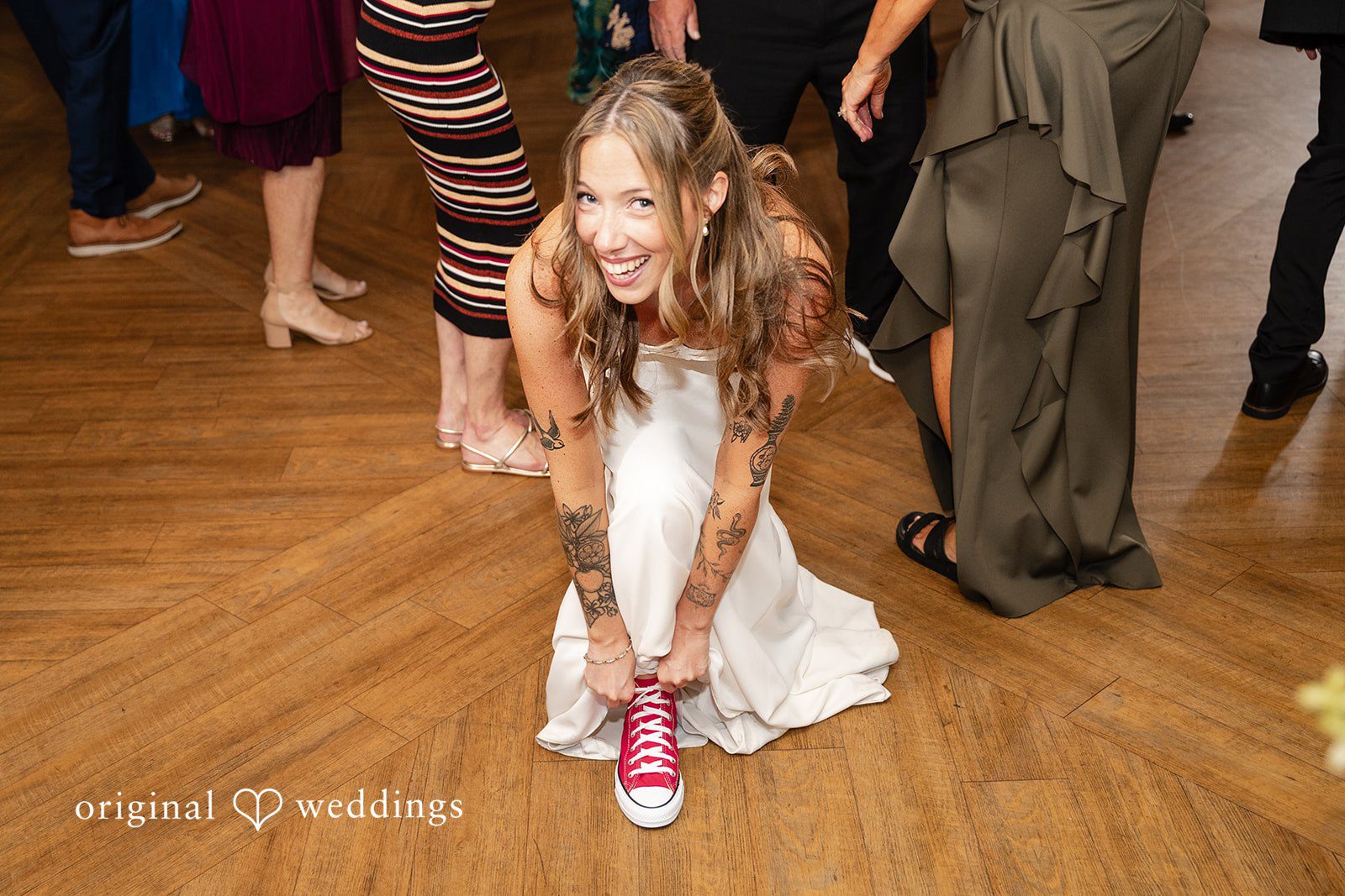 Bride enjoying a fun moment during the reception celebration
