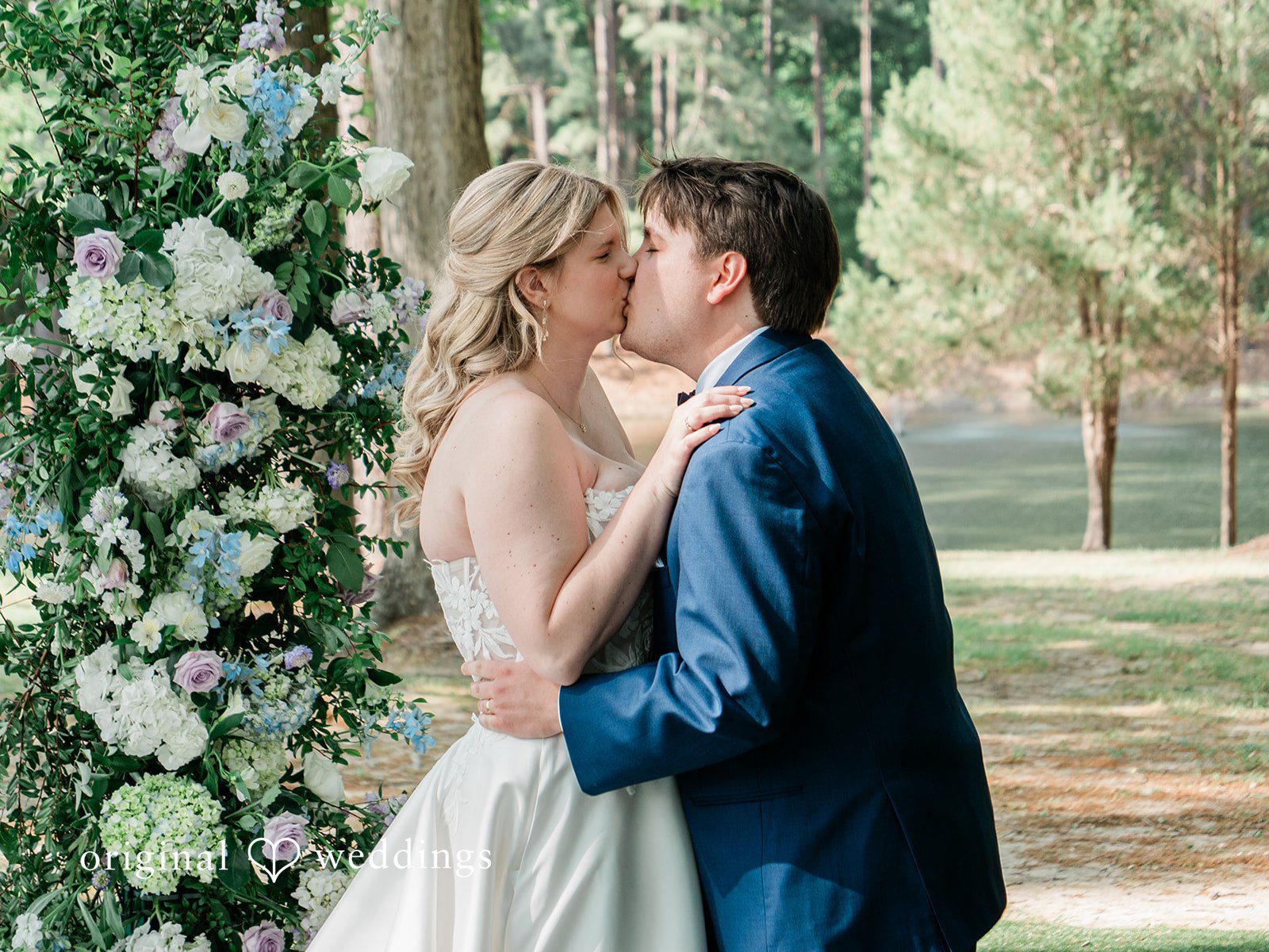 The couple takes their first kiss