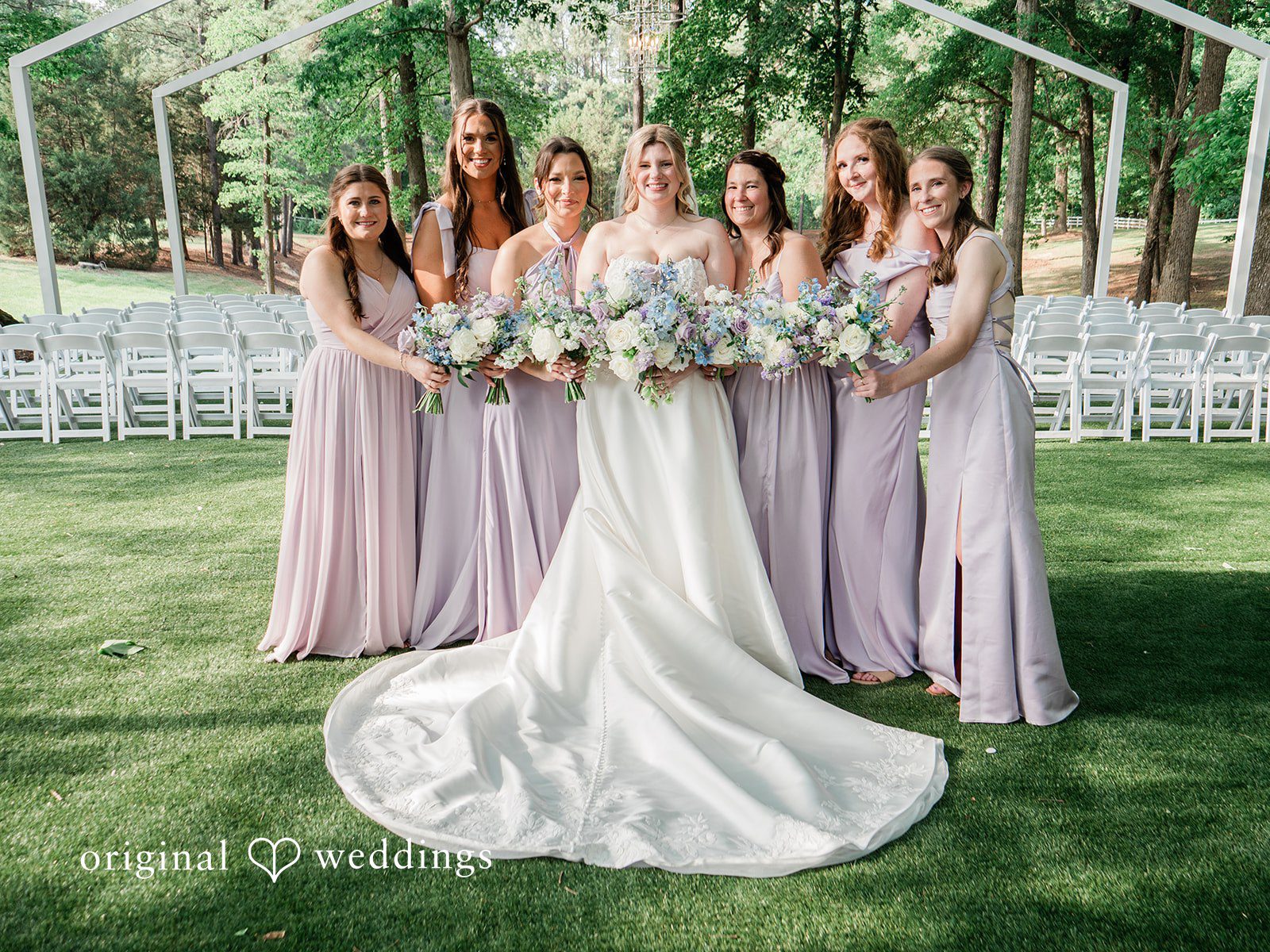 The bride and her bridesmaids