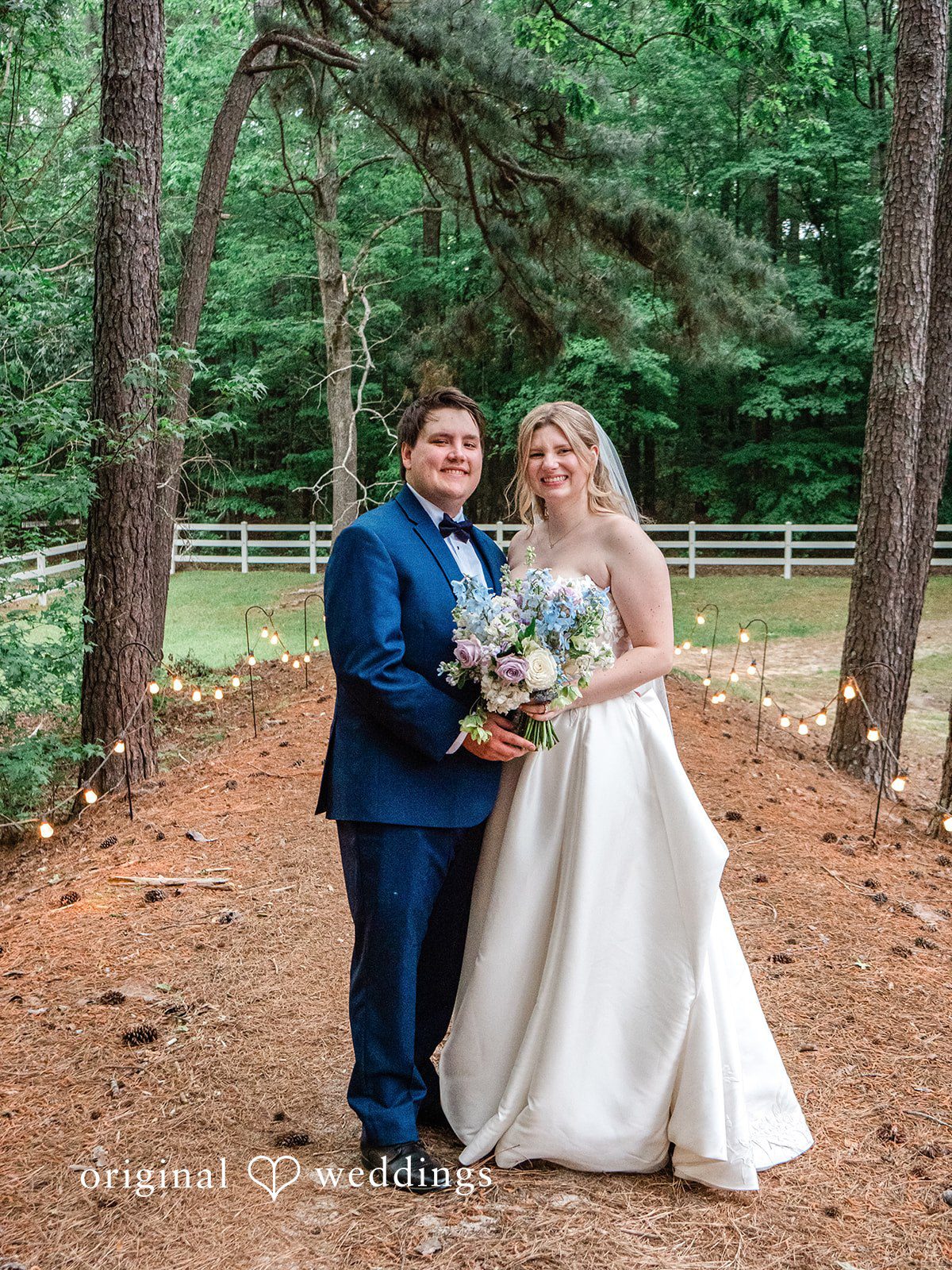 A stunning portrait of the couple at the venue's outdoor space