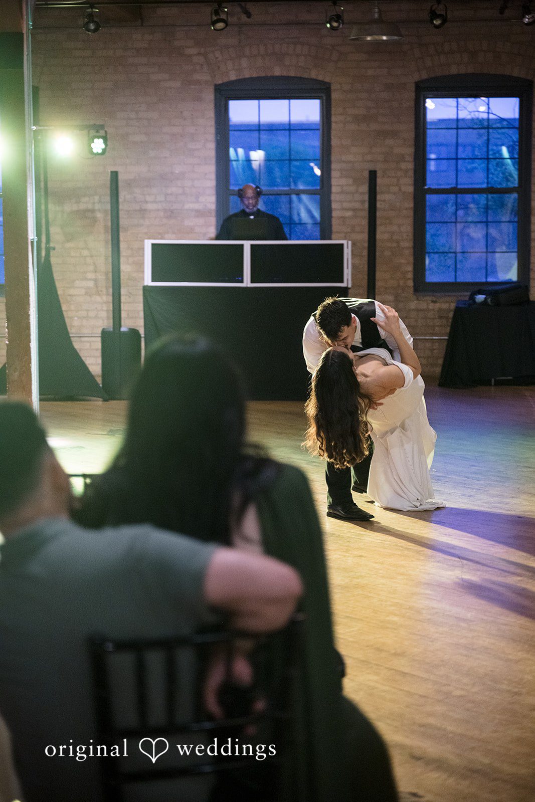 Kiarra + Anthony Romantic bride and groom kiss portrait at Solar Arts