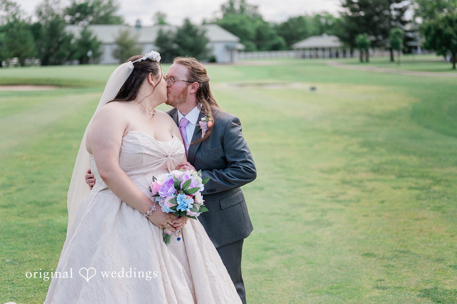 Lovely romantic pose of couple at Sugar Valley Golf Club captured by Cincinnati wedding photographers from Original Weddings