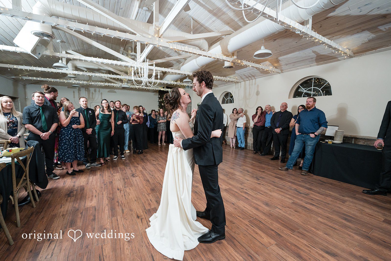 Hannah + Kyle Romantic moment of couple at dance floor
