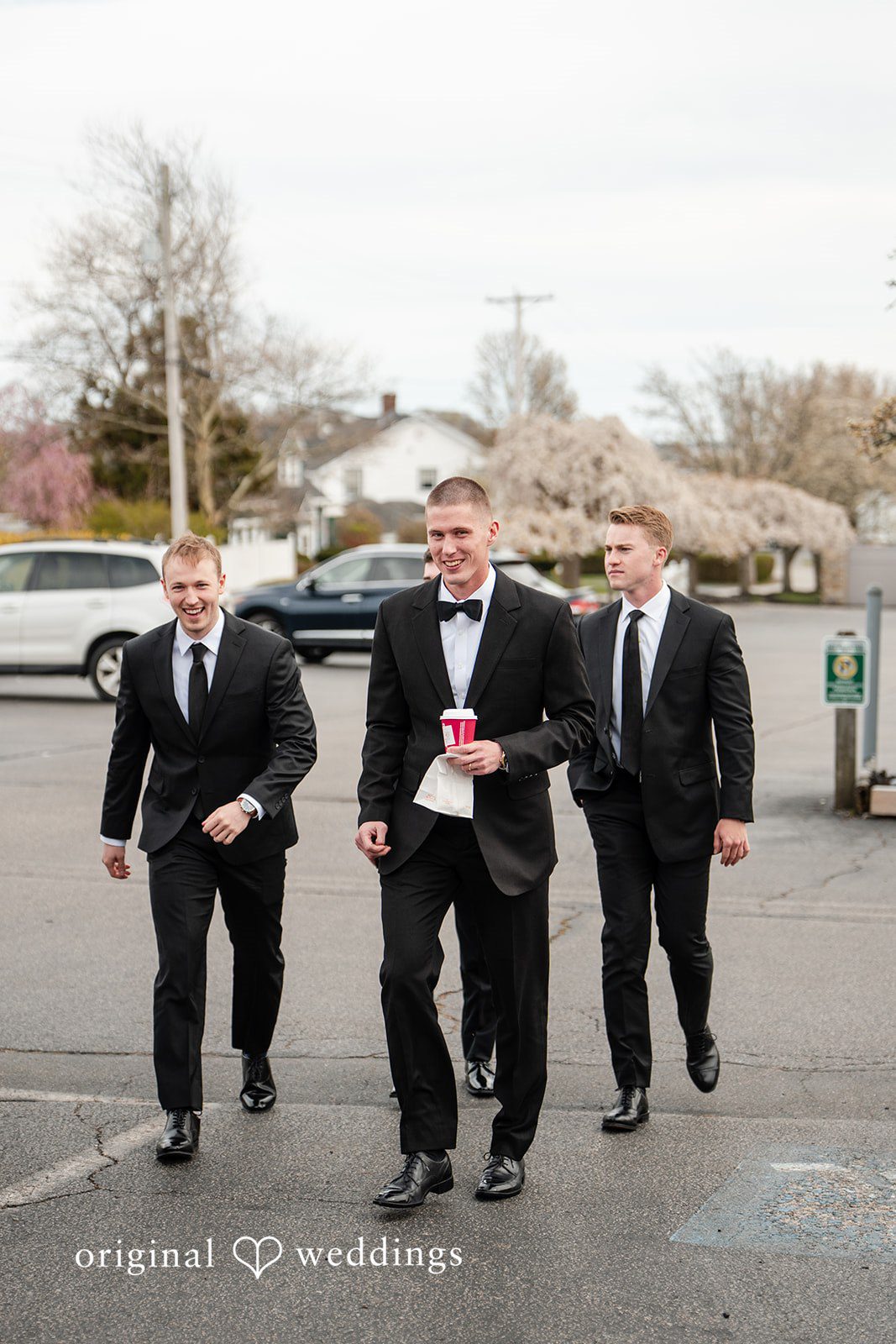 Alanna + Stan Groomsmen walking together before ceremony at The Barker House by Wedgewood Weddings