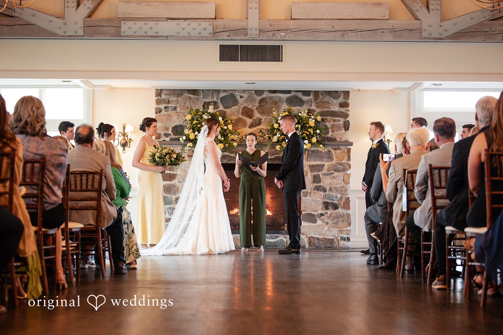 Alanna + Stan Indoor ceremony at The Barker House by Wedgewood Weddings captured by Boston wedding photographers from Original Weddings