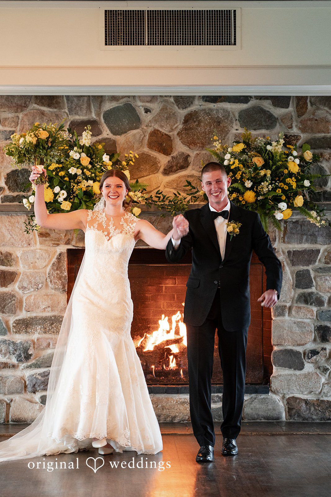 Alanna + Stan Newlyweds celebrating after ceremony at The Barker House by Wedgewood Weddings