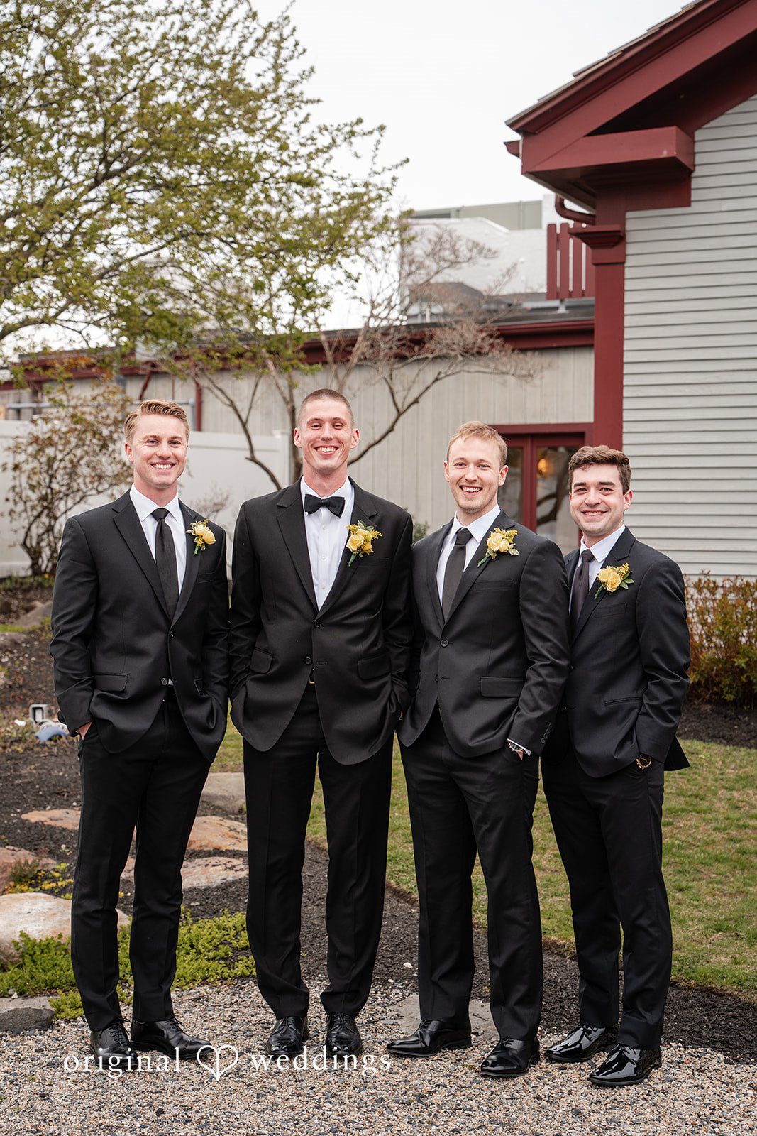 Alanna + Stan Groomsmen posing together at The Barker House by Wedgewood Weddings