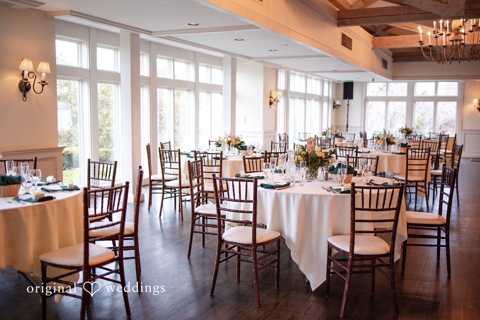 Alanna + Stan Elegant reception hall setup at The Barker House by Wedgewood Weddings