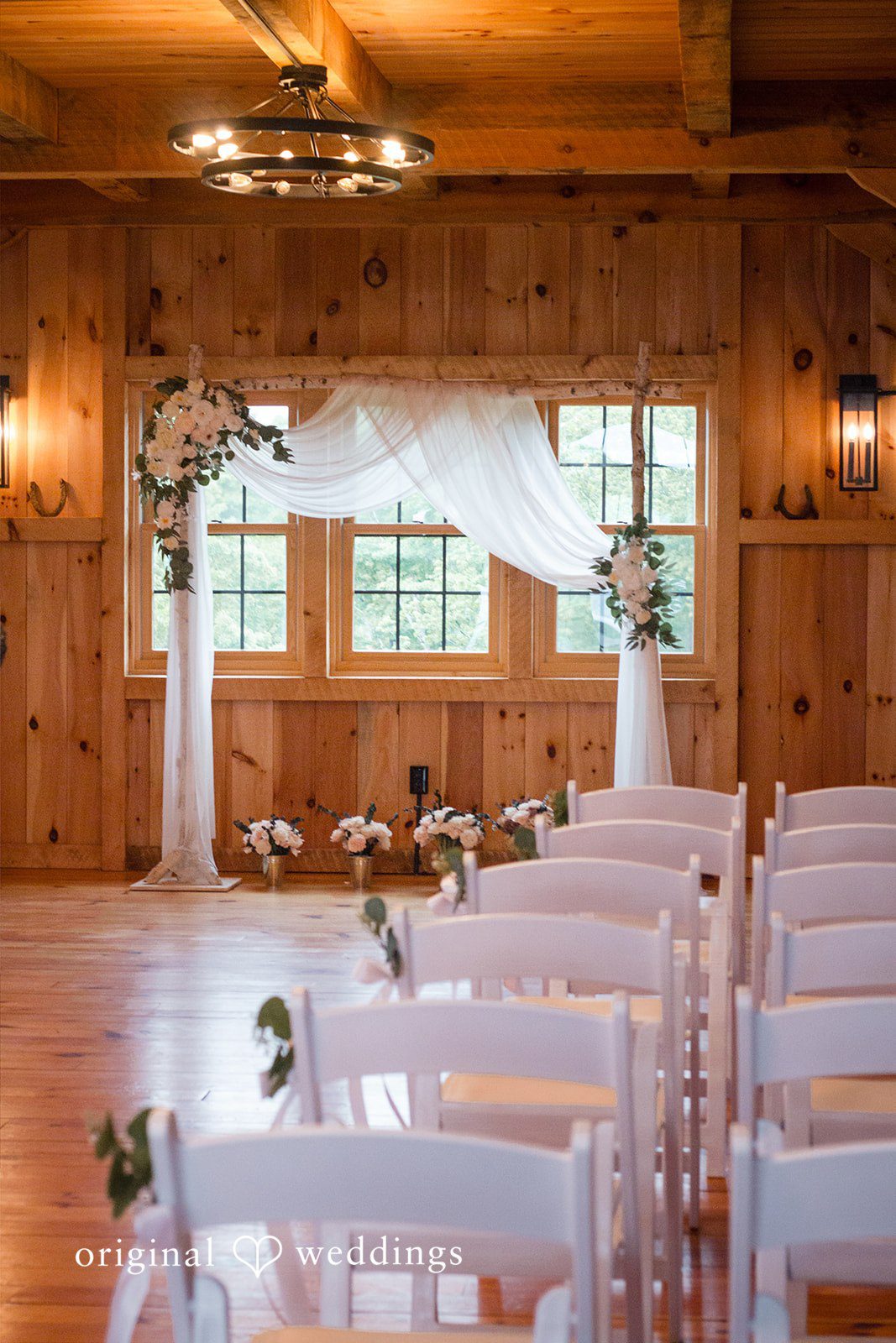 Nicole + Dalton Beautiful wedding ceremony backdrop at The Barn on Harmony Hill