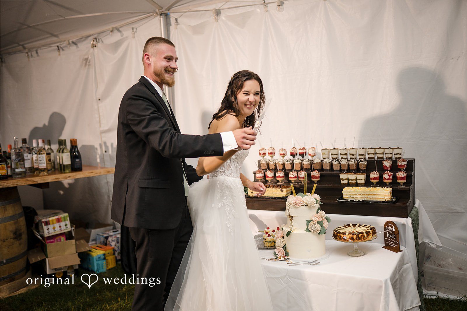 Nicole + Dalton Cake cutting ceremony at The Barn on Harmony Hill