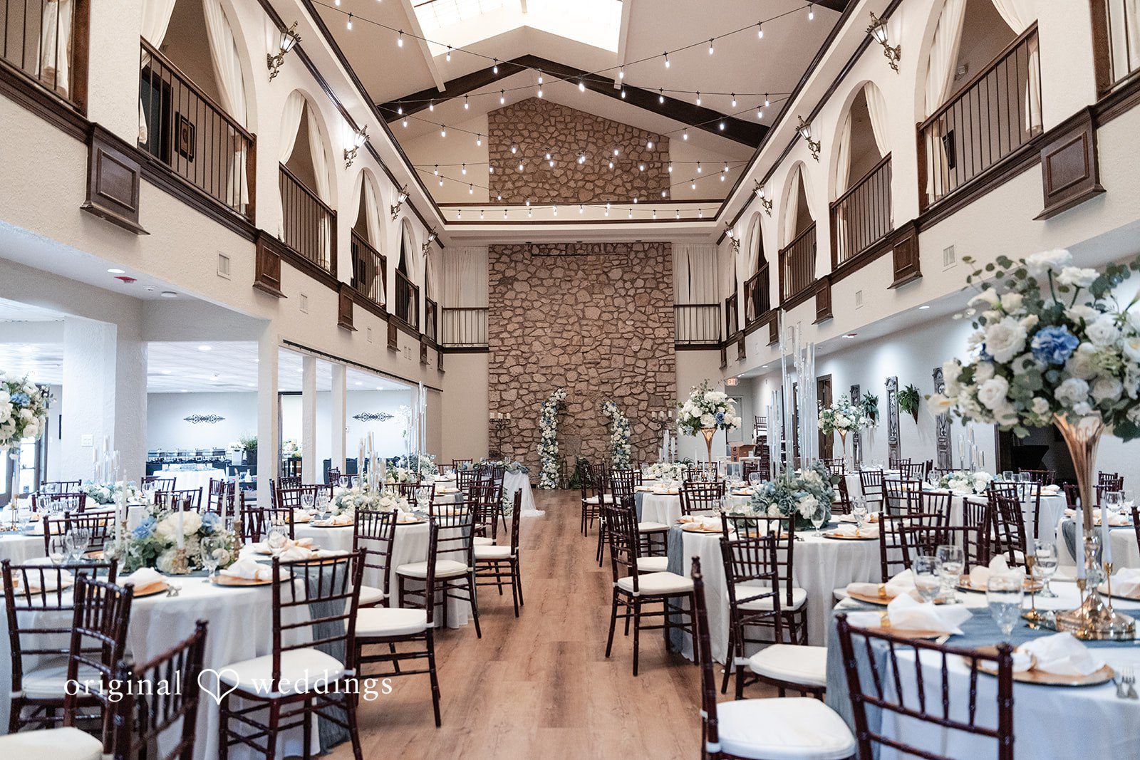 Mary Rose + Nate Decorated reception tables prepared before guests arrive