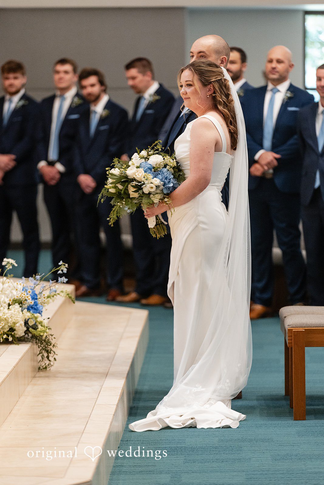 Mary Rose + Nate Side view of the bride and groom waiting during the ceremony