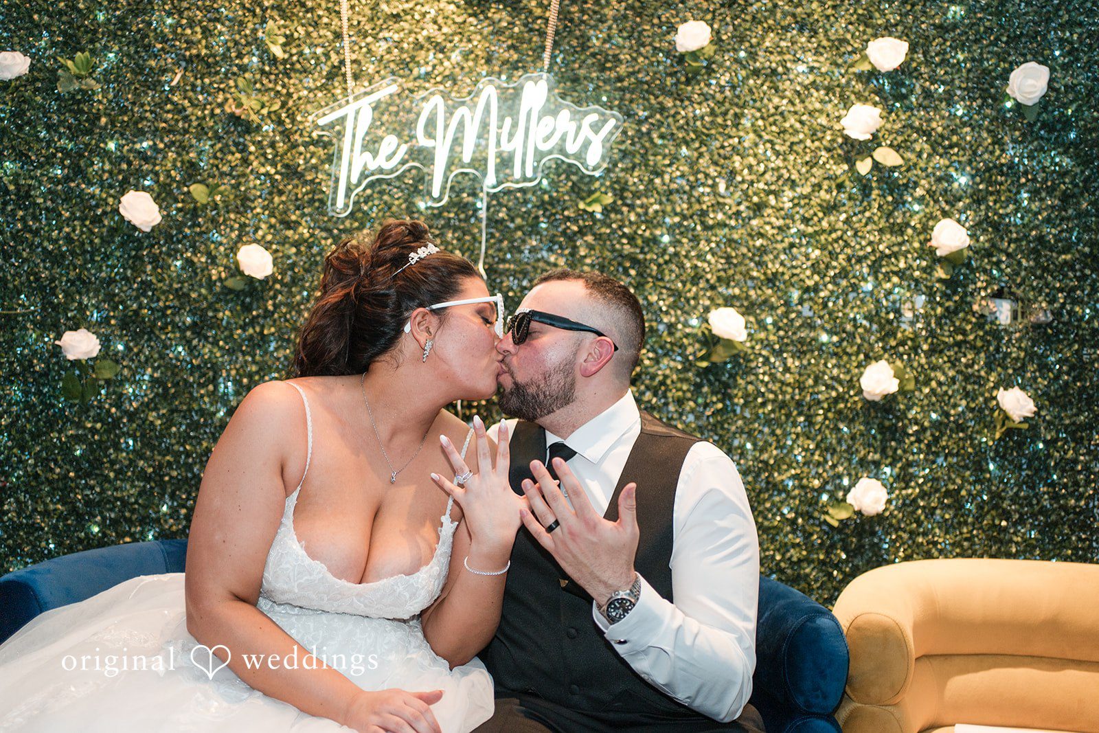Kimberly + Jeff The couple takes a romantic kiss