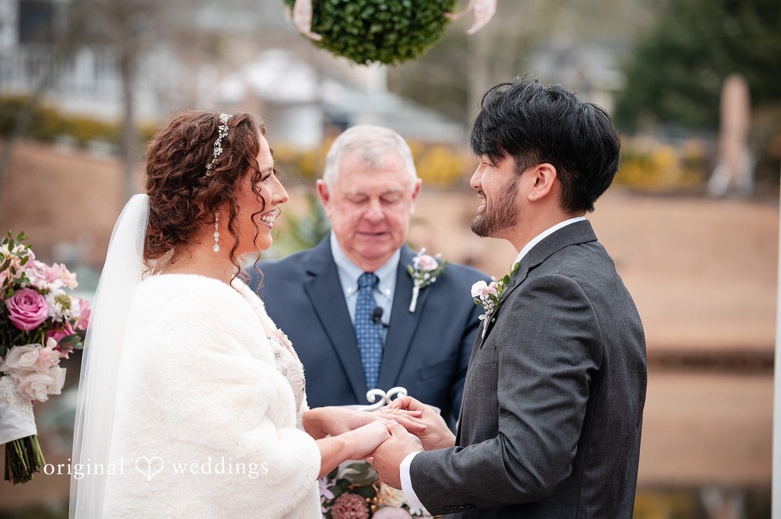 Emsley + Sean Romantic wedding ring exchange moment at The Farley Estate