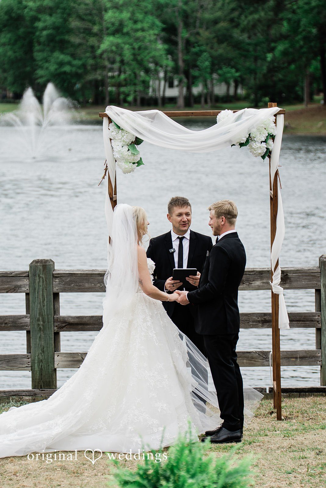 Madeline + John Bride and groom seeing each other for the first time at the ceremony