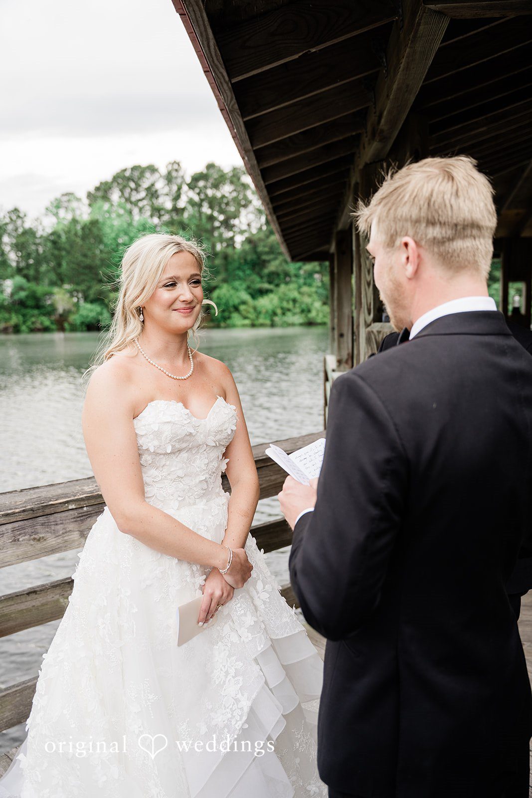 Madeline + John Groom reading heartfelt vows to the bride