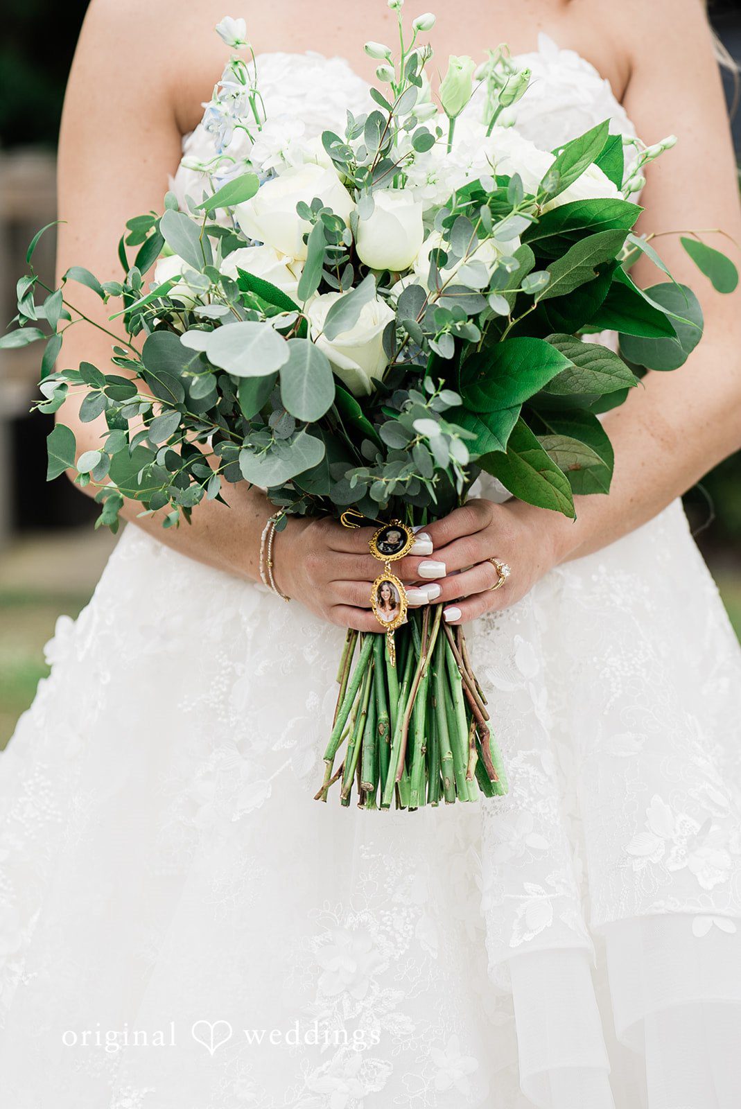 Madeline + John Close-up of the bride’s wedding bouquet