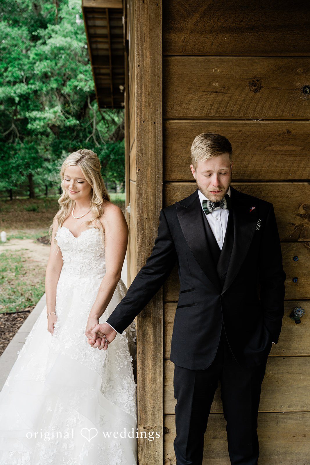 Madeline + John Bride and groom holding hands during their first look