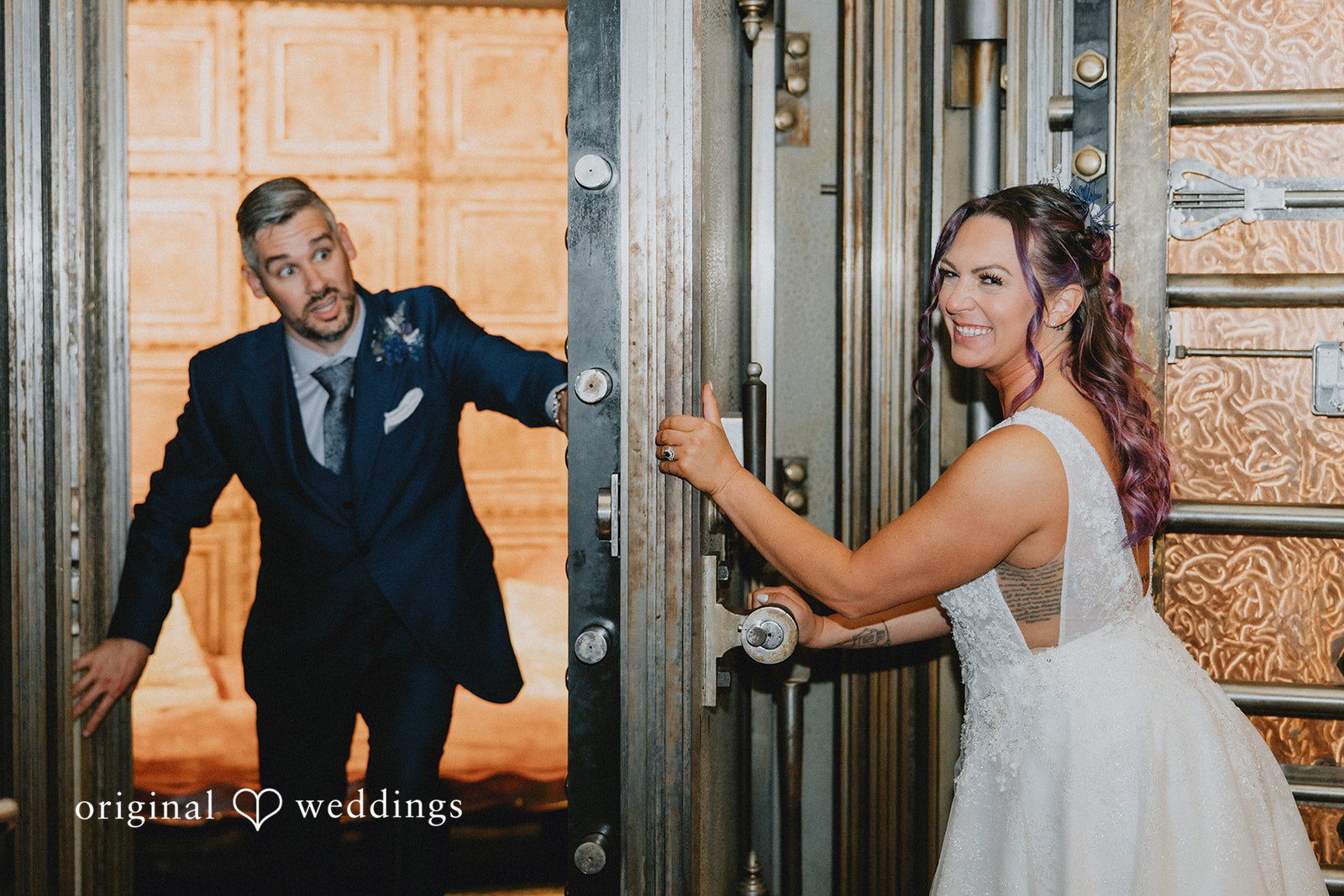 A fun portrait of the couple