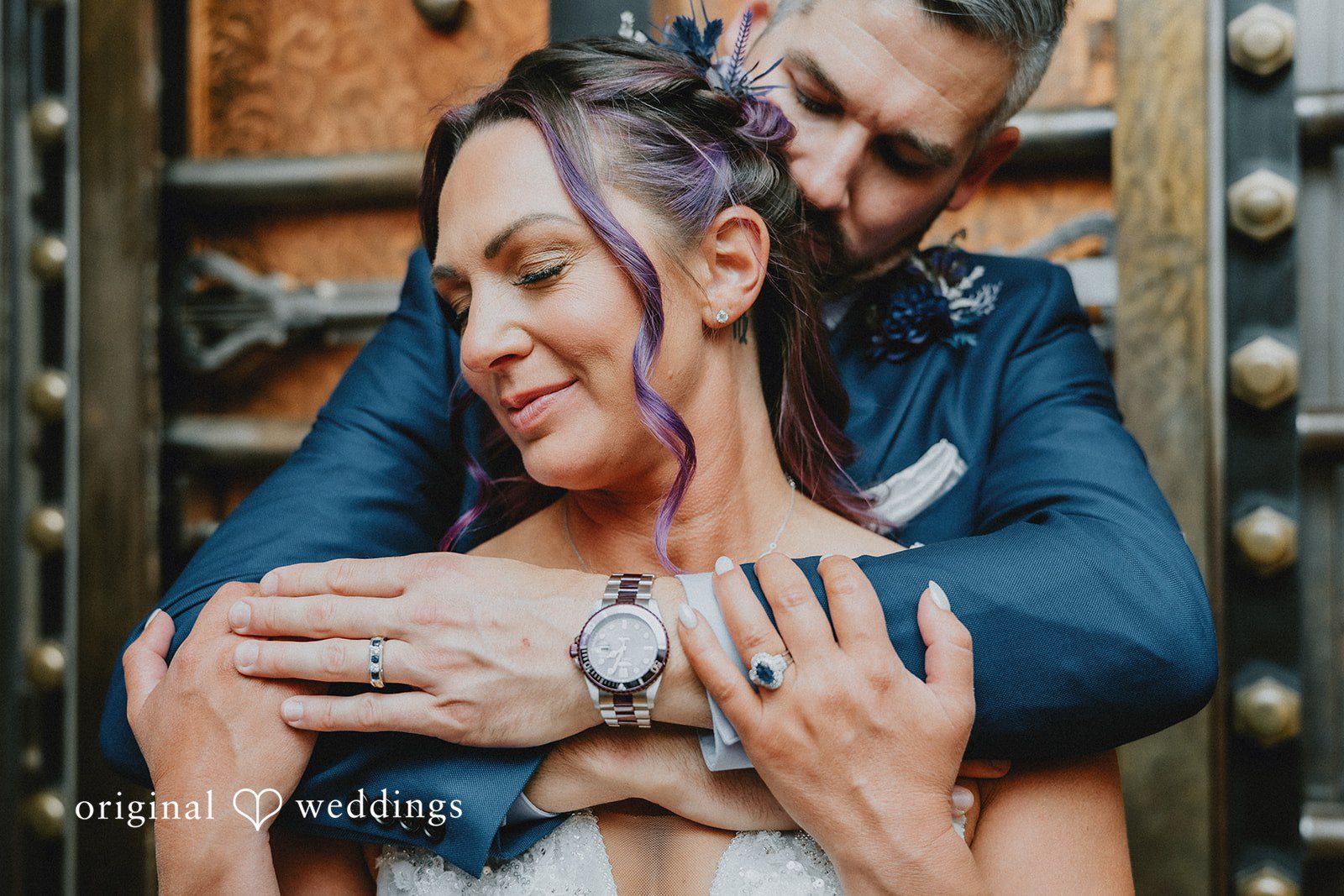 A romantic portrait of the couple
