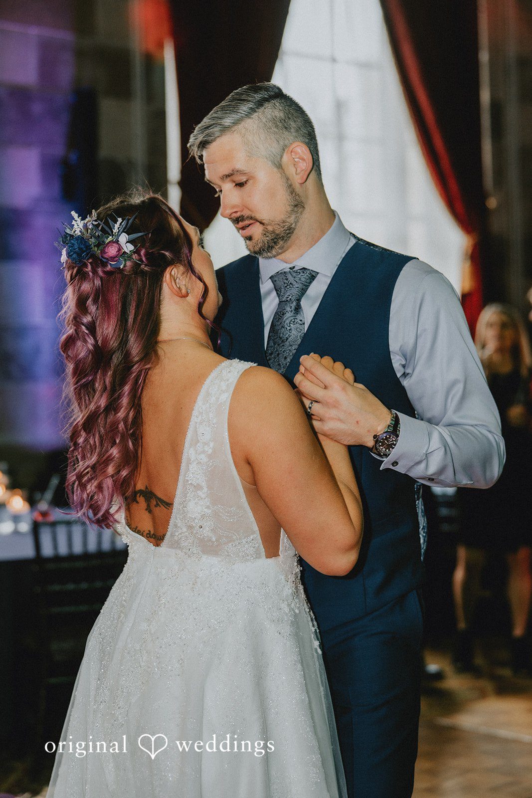 The couple makes some romantic dance moves