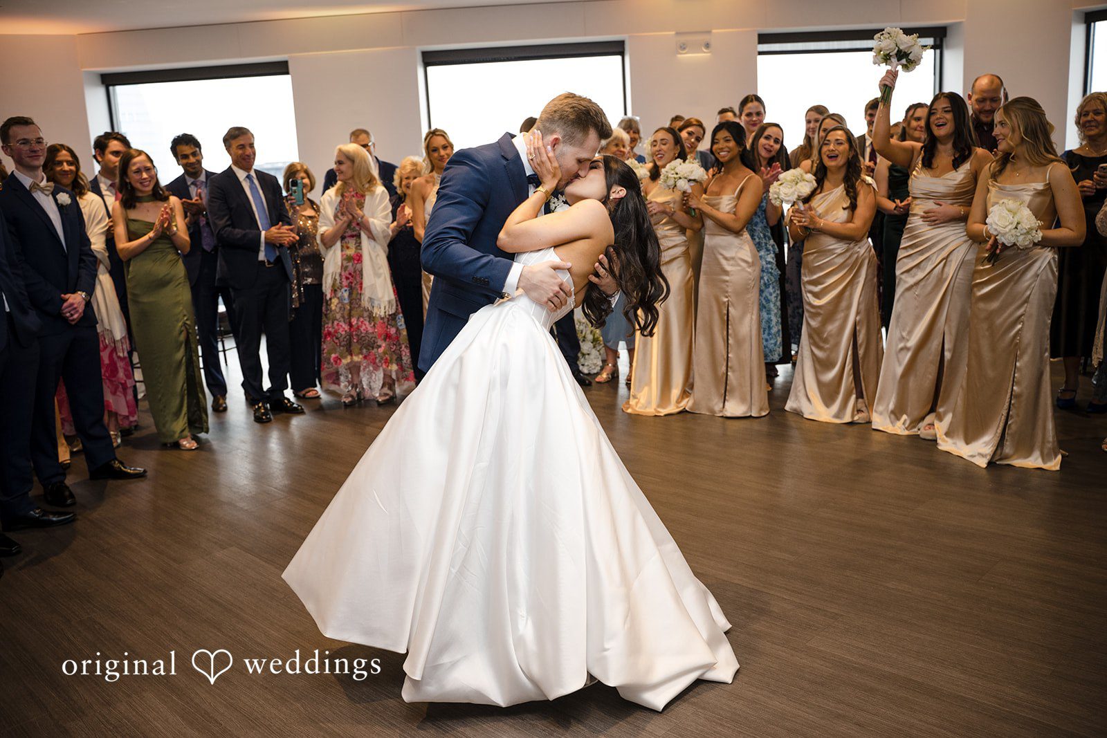 Nathan + Ainsley The couple takes a romantic kiss on the dance floor